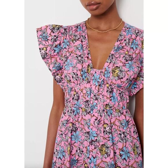 Derek Lam 10 Crosby Dress Size 6 Greta Pink Flutter Sleeve Button Down - Picture 11 of 12